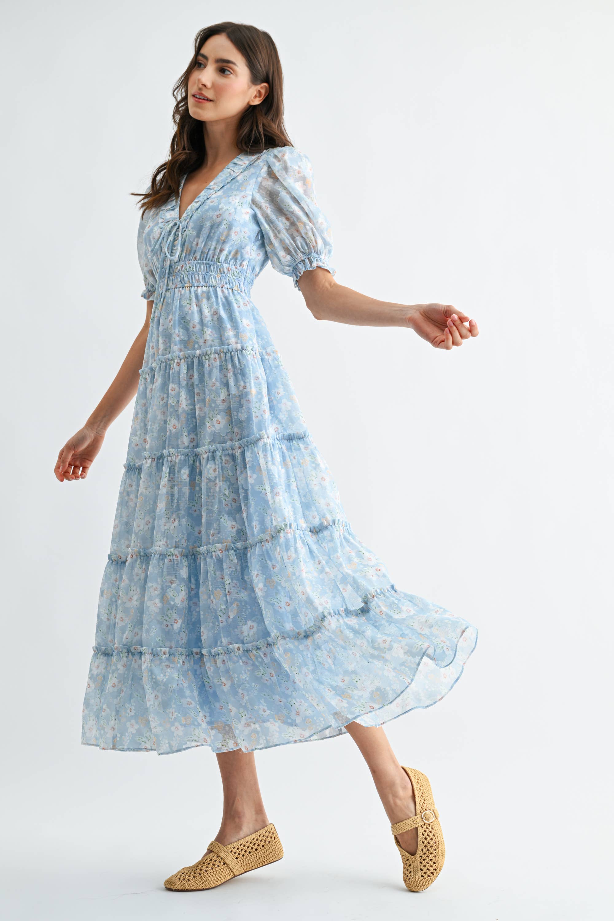Floral Maxi Dress with Puff Sleeves