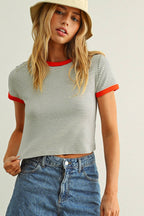 STRIPED RINGER TOP