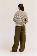 SIDE DRAWSTRING STRIPE CREWNECK SWEATSHIRTS