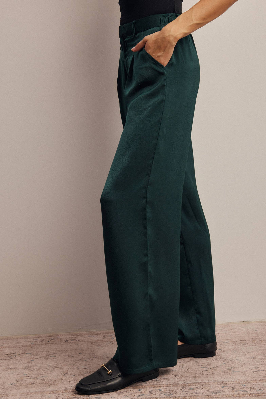 Satin Wide Leg Pleated Pants