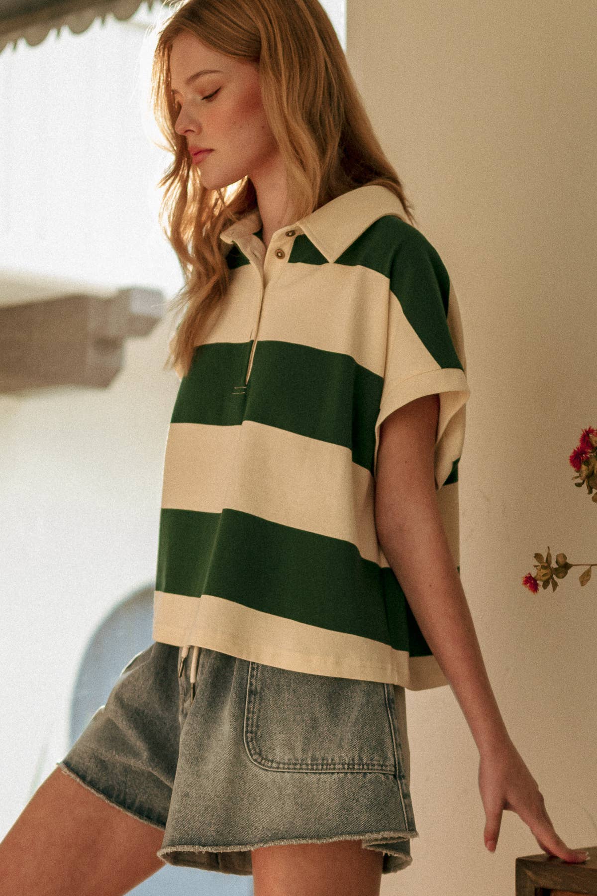 WIDE STRIPED SSLV POLO SHIRTS
