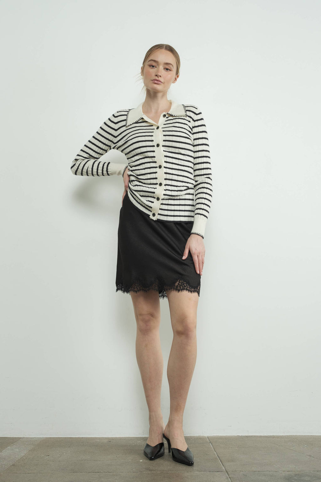 Stripe Collar Cardigan