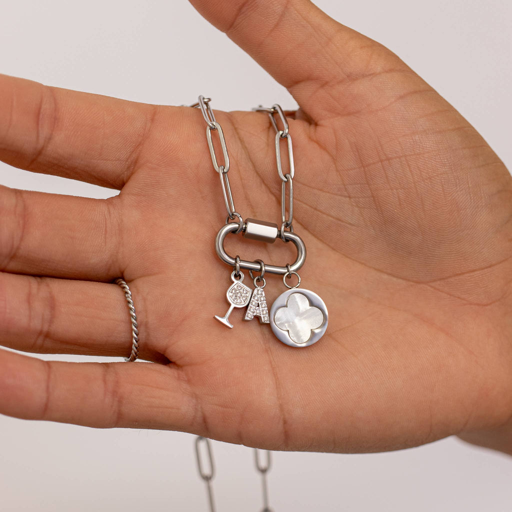 18K Gold Paperclip Carabiner Necklace