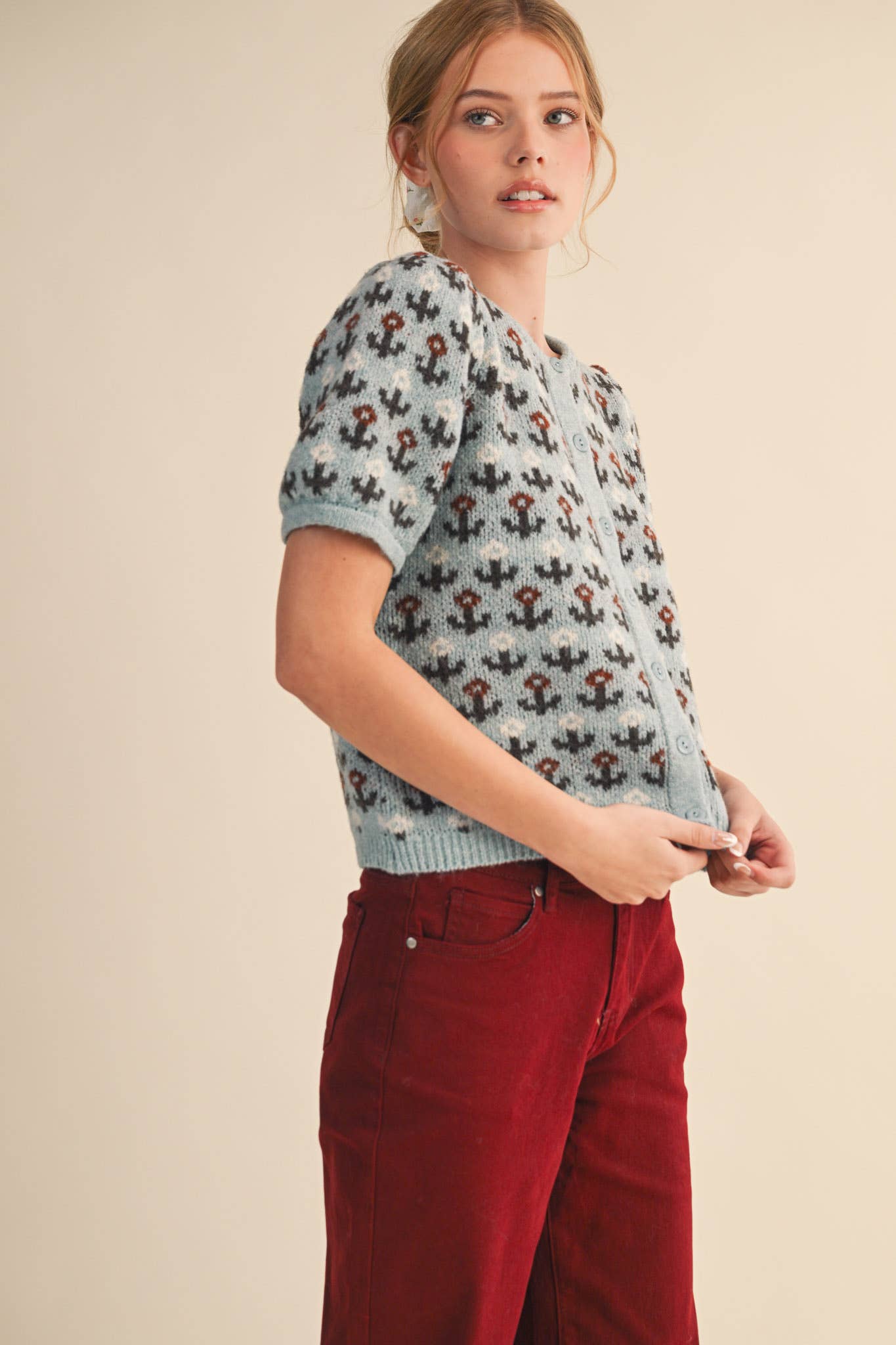 Floral Short Sleeve Cardigan
