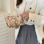 Color Block Floral Makeup Bag
