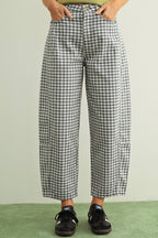 MINI CHECKER PATTERN BARREL PANTS