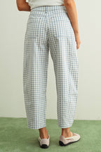 MINI CHECKER PATTERN BARREL PANTS