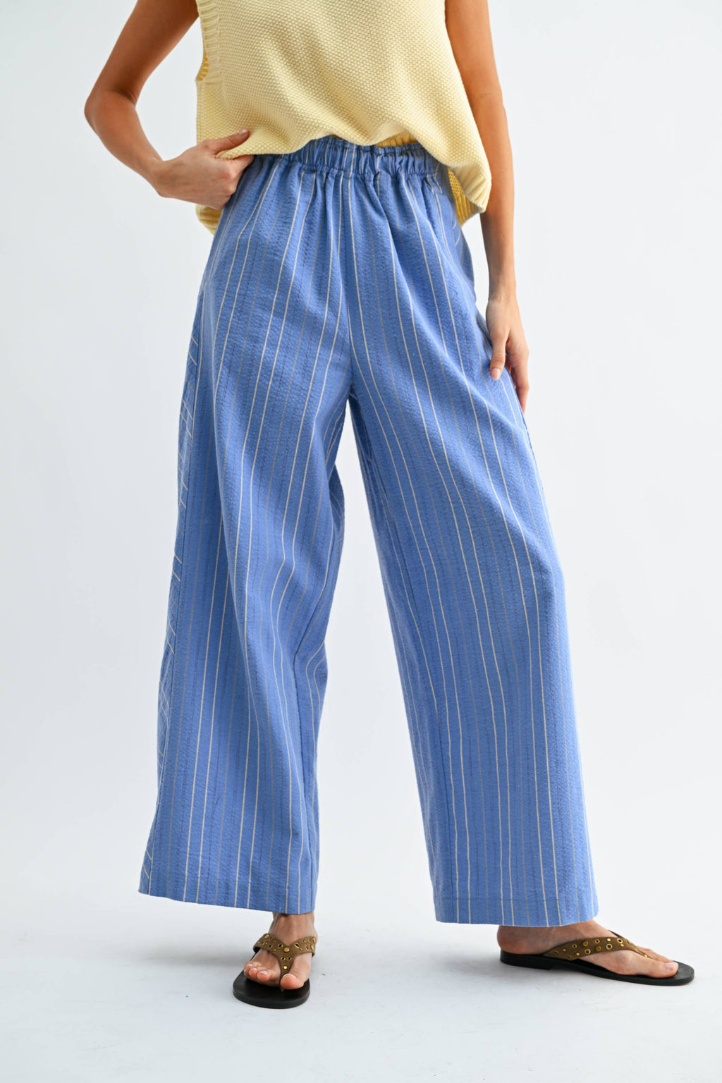 Pinstripe Wide-Leg Trousers