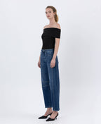 HIGH RISE DARK WASH BARREL LEG JEANS