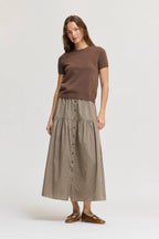 FRONT BUTTON CHECK SKIRT