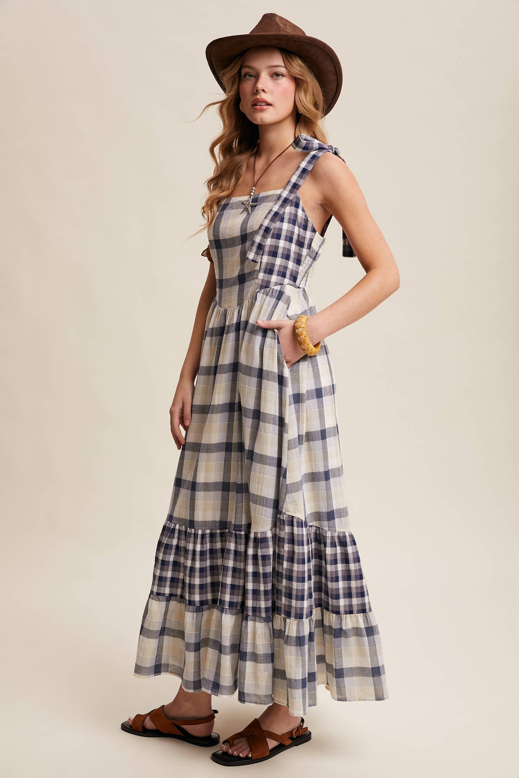 Gingham Tiered Maxi Dress