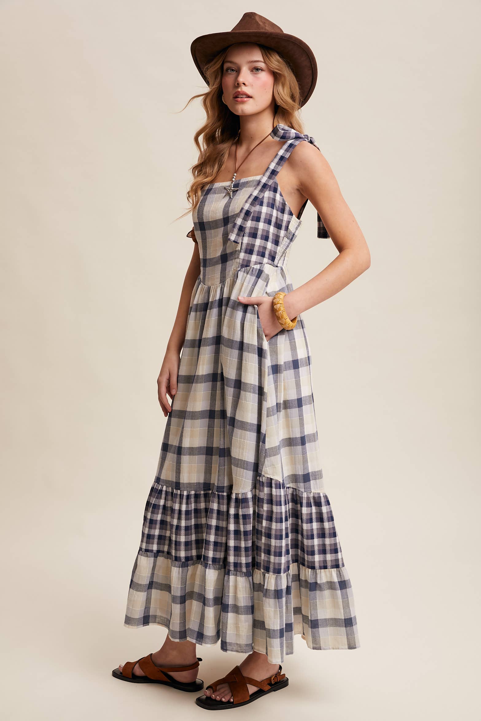 Gingham Tiered Maxi Dress