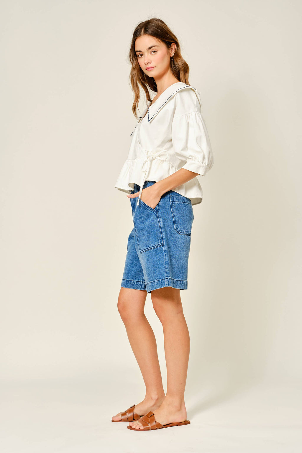 POCKET A LINE BERMUDA SHORTS