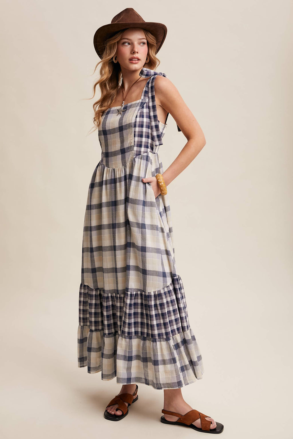 Gingham Tiered Maxi Dress