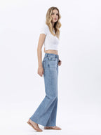 HIGH RISE RAW HEM WIDE JEANS