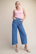 Colette Pants - Cropped Scallop Pocket Wide-Leg