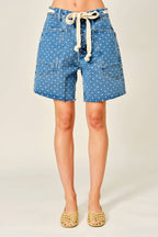 SMALL POLKA DOT BARREL SHORTS WITH BELT