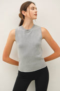 CLASSIC CREW NECK SLEEVELESS SLIM KNITTED TANK