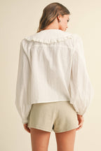 Textured Fabric Blouse with Tie