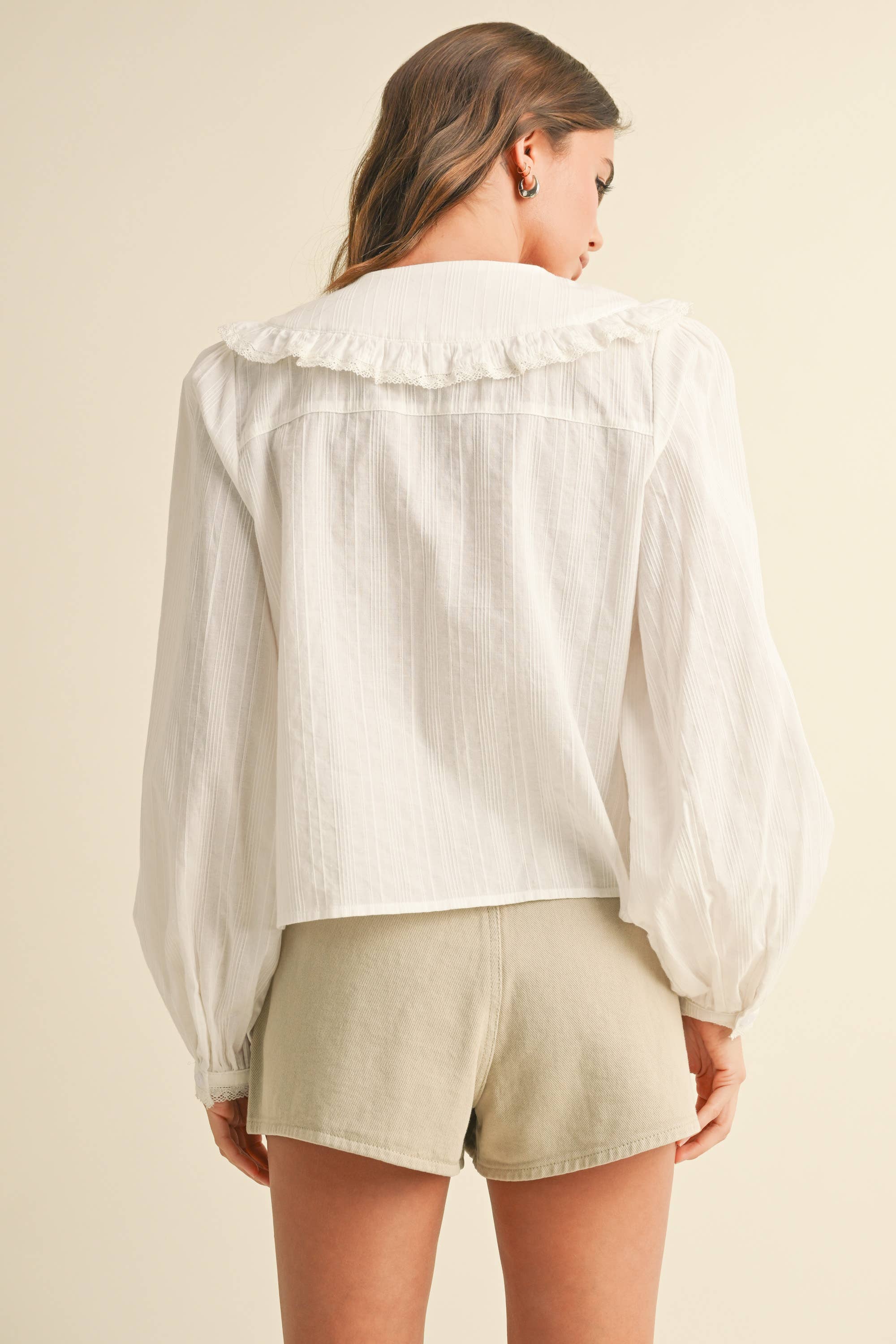 Textured Fabric Blouse with Tie