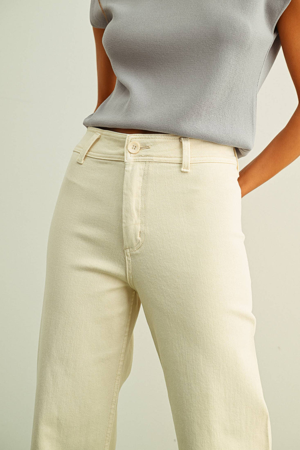 Straight Wide Leg Denim Pants