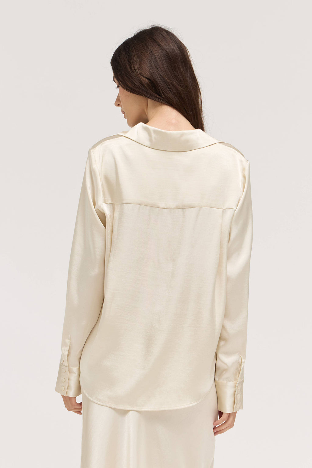 HIDDEN PLACKET SATIN SHIRT