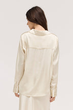 HIDDEN PLACKET SATIN SHIRT