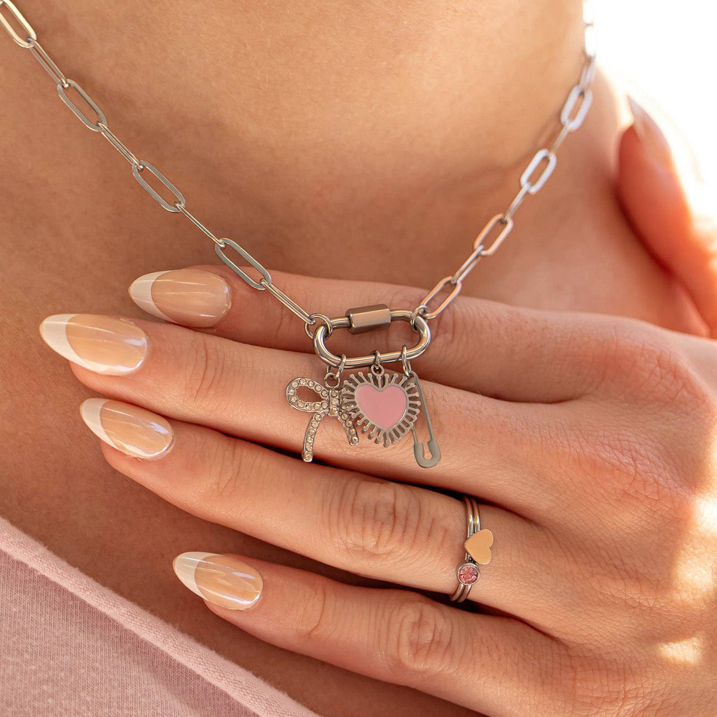 18K Gold Paperclip Carabiner Necklace