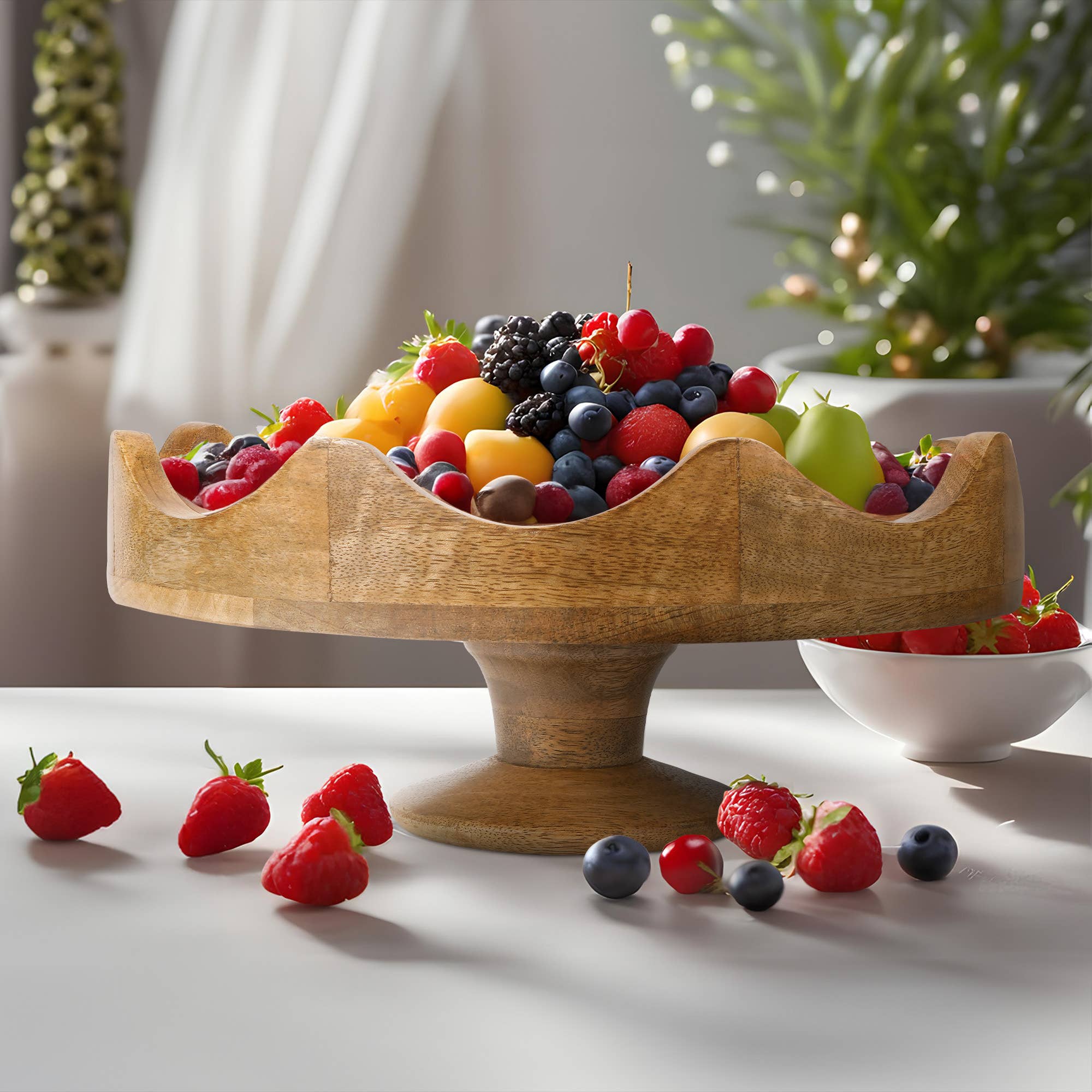 Scalloped Pedestal Fruit Stand