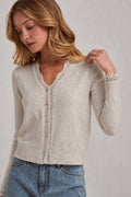 LACE TRIMMED BUTTON FRONT CARDIGAN_