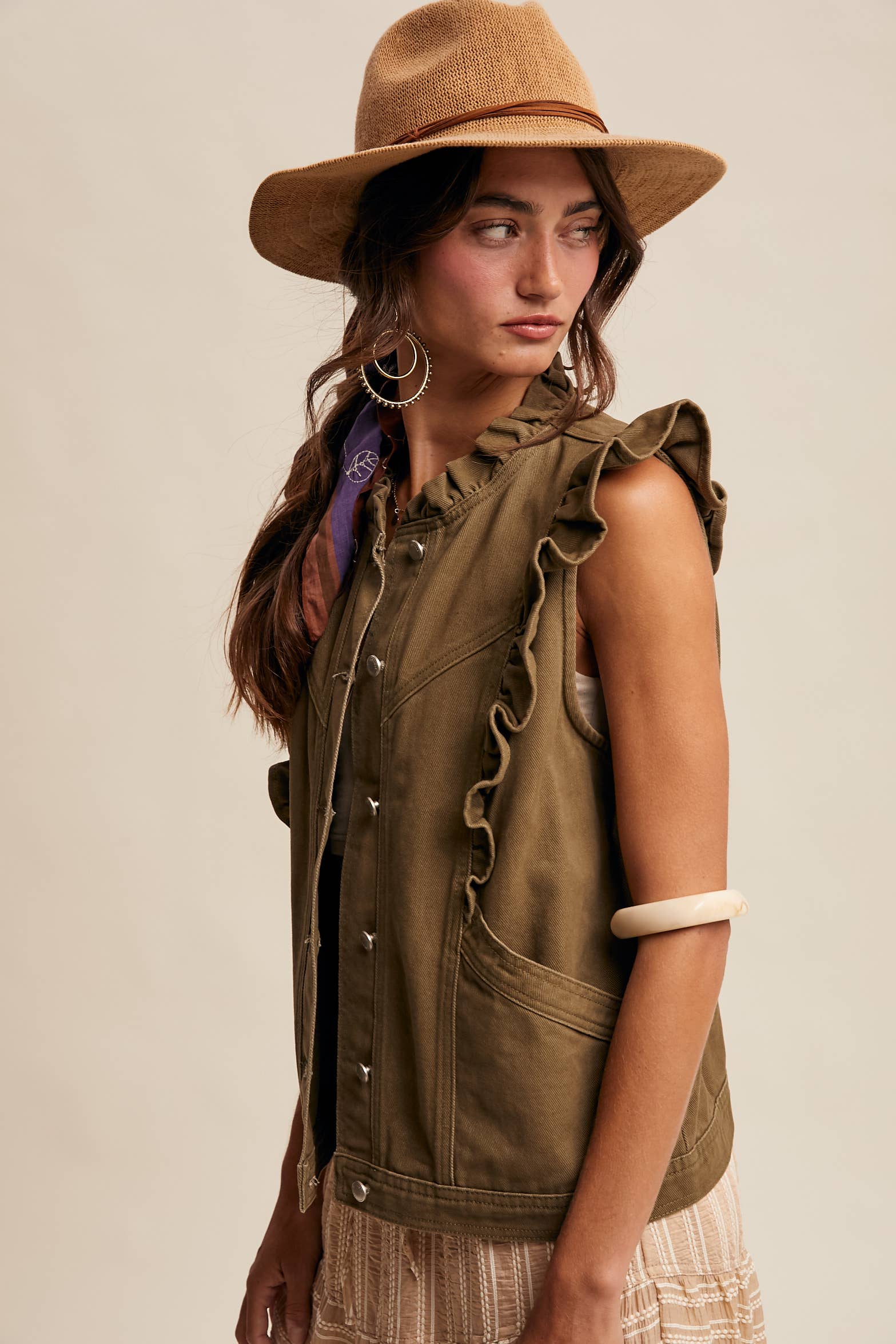 Ruffle Trim Vest