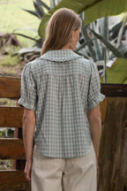 Ruffle Collar Gingham Blouse