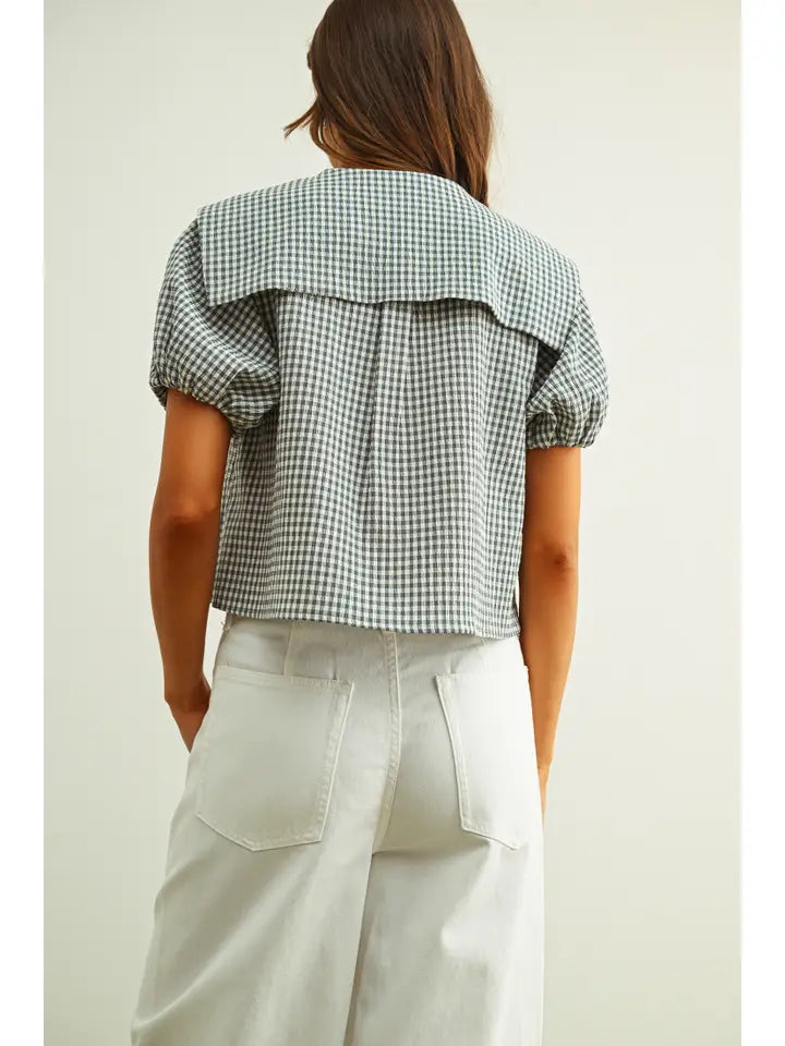 Gingham Front Tie Top