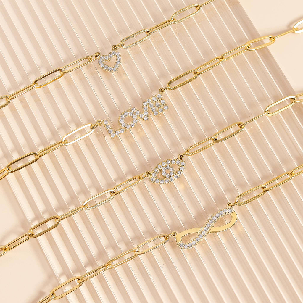 18K Gold Heart Paperclip Necklace