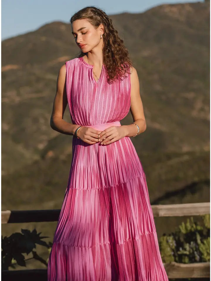 Pleated Sleeveless Maxi Dress