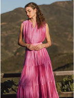 Pleated Sleeveless Maxi Dress
