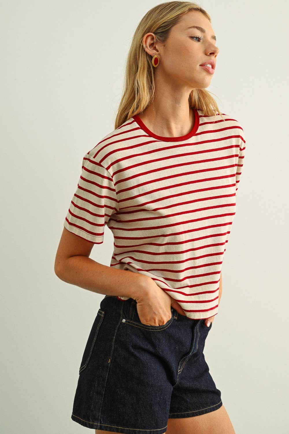 ESSENTIAL STRIPE RINGER TEE