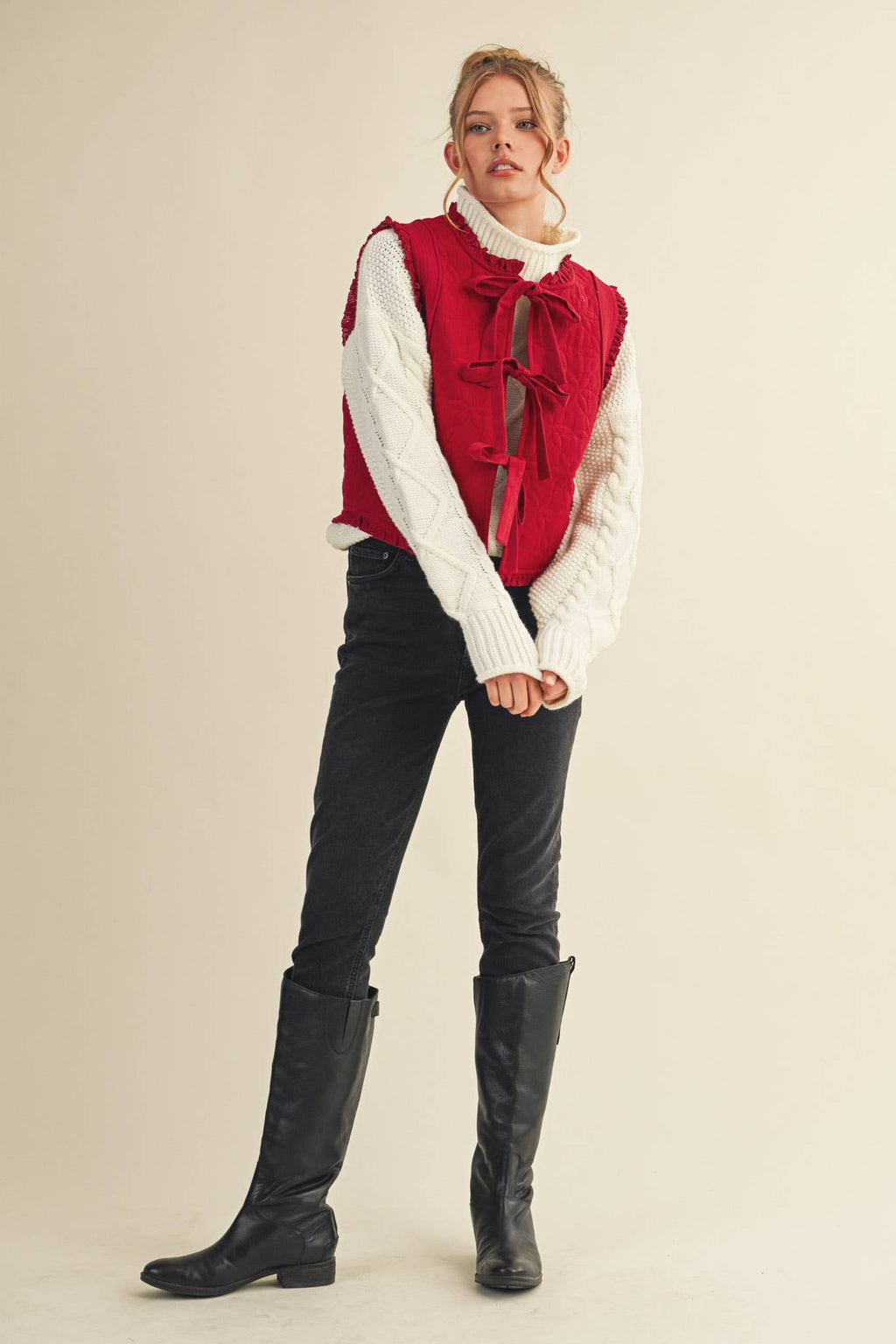 Floral Lace Trim Vest