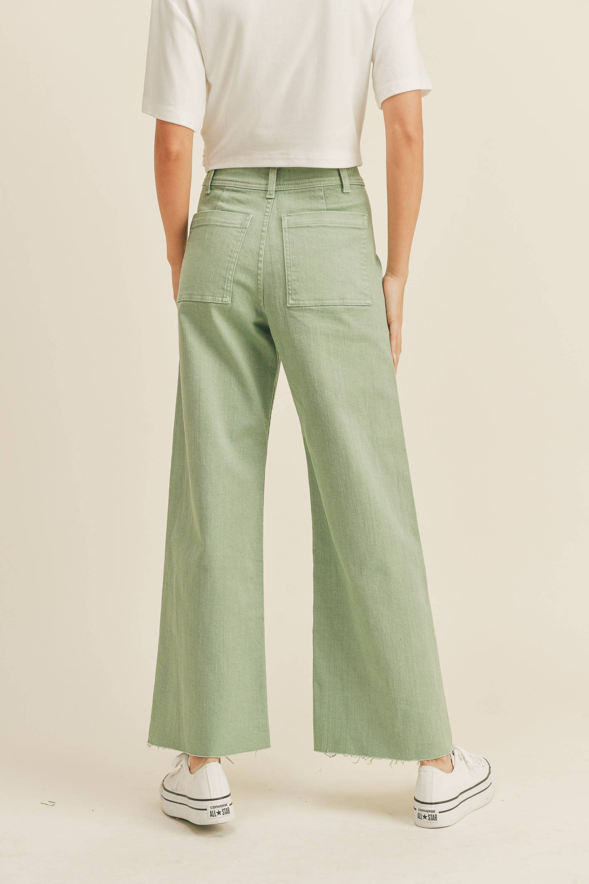 Straight Wide Leg Denim Pants