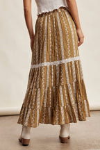 Embroidered Tiered Maxi Skirt