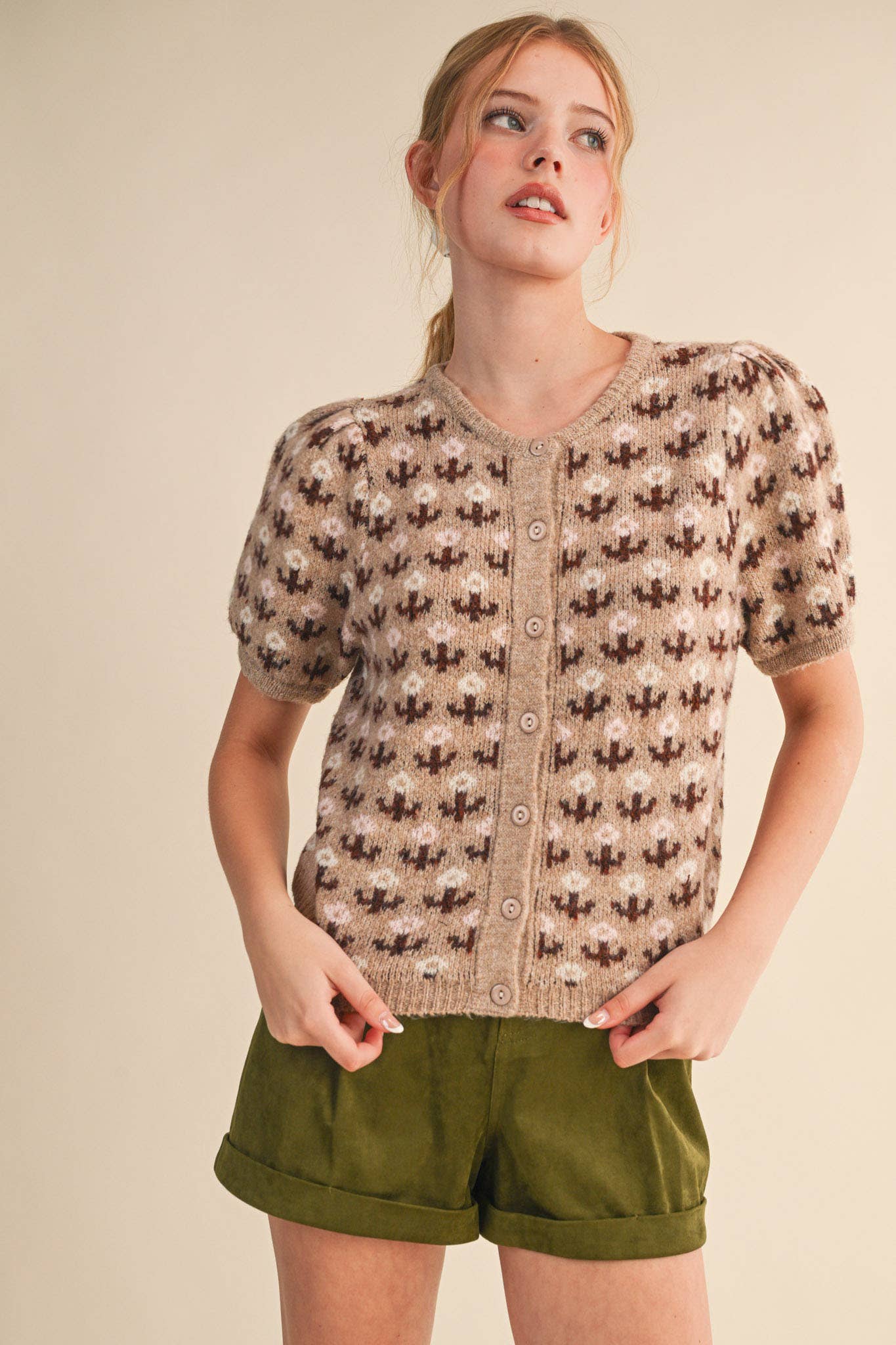 Floral Short Sleeve Cardigan