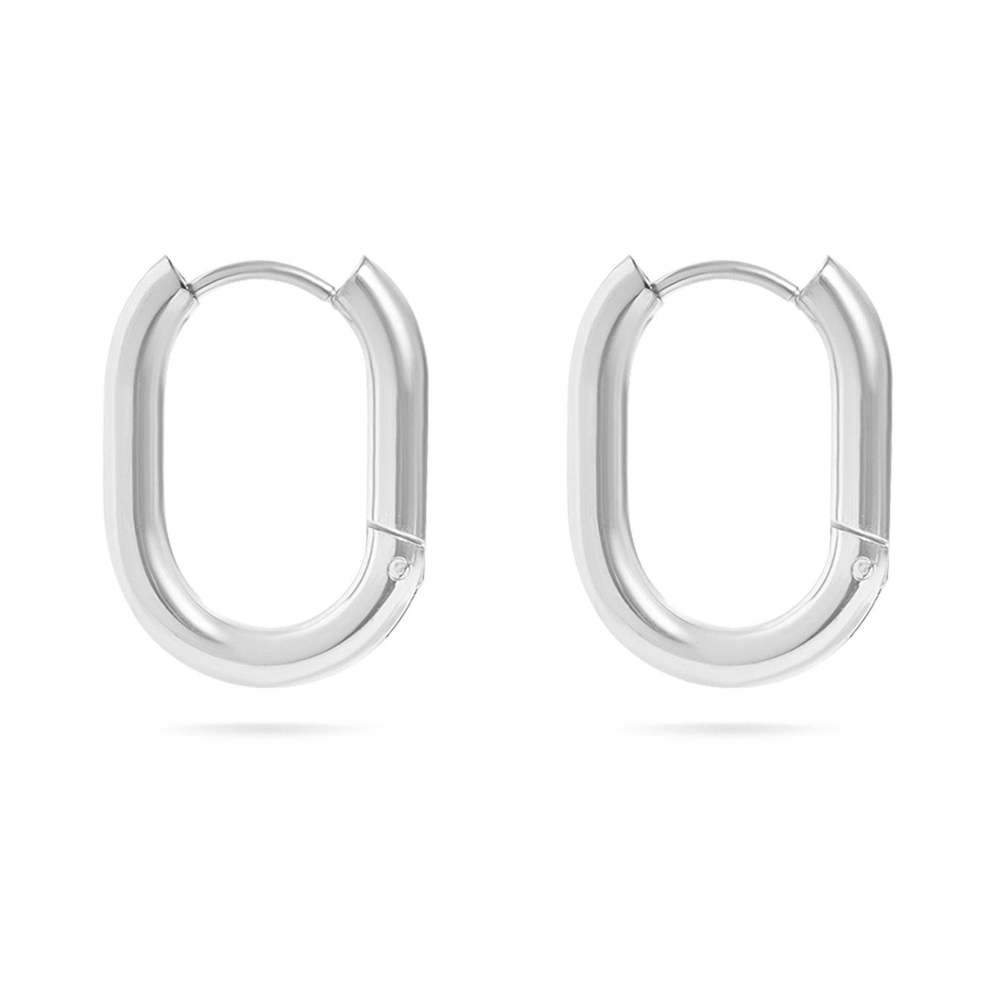 18K Gold Oval Huggie Earrings