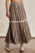 Embroidered Tiered Maxi Skirt