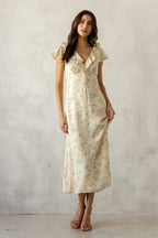 MULTI FLORAL RUFFLE MIDI DRESS