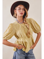 Embroidered Rose Peplum Blouse
