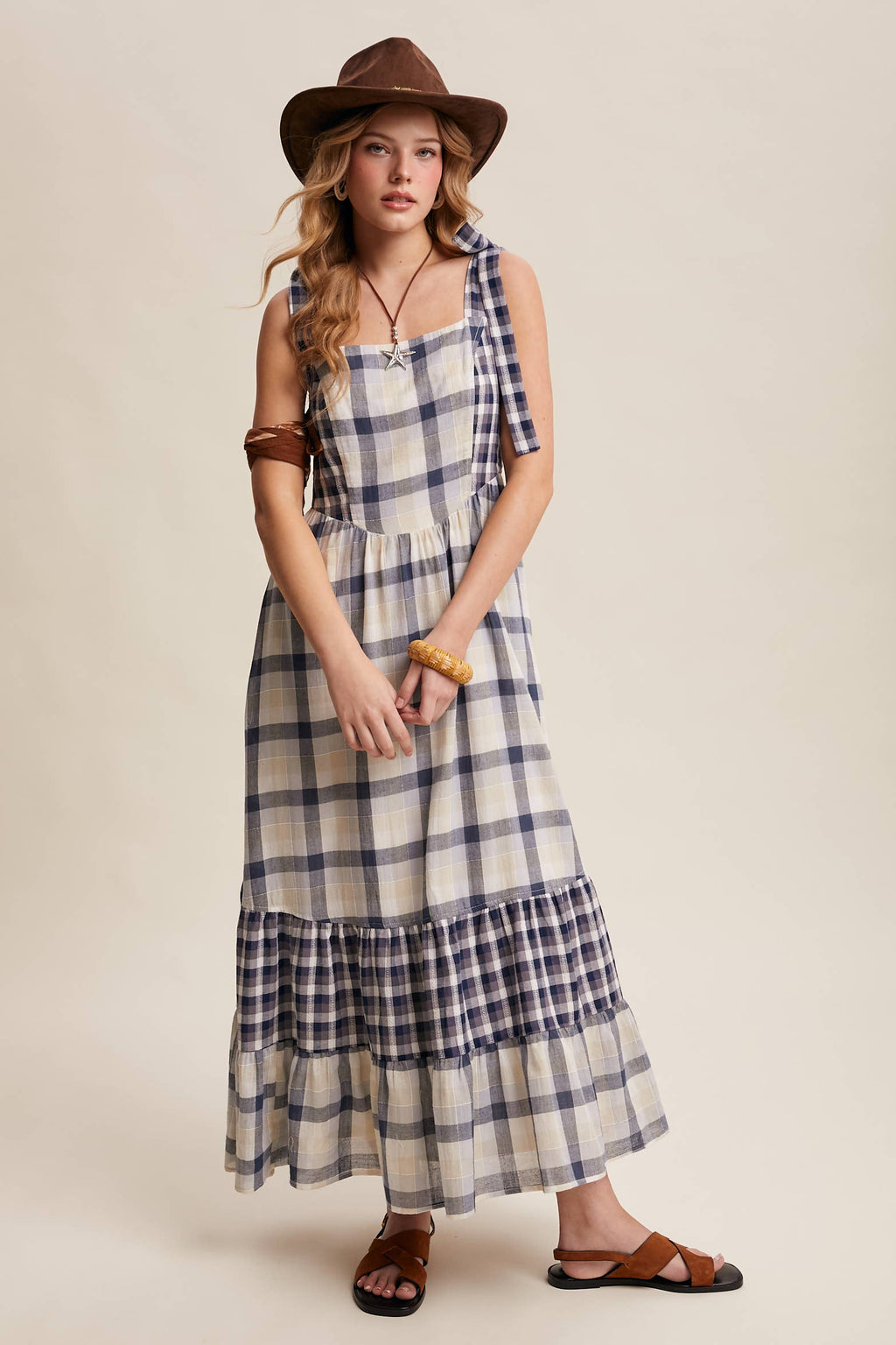Gingham Tiered Maxi Dress