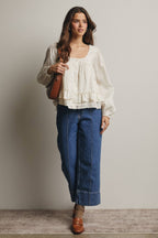 Ruffle Hem Peasant Blouse
