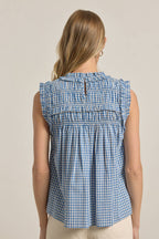 GINGHAM RUFFLE BLOUSE