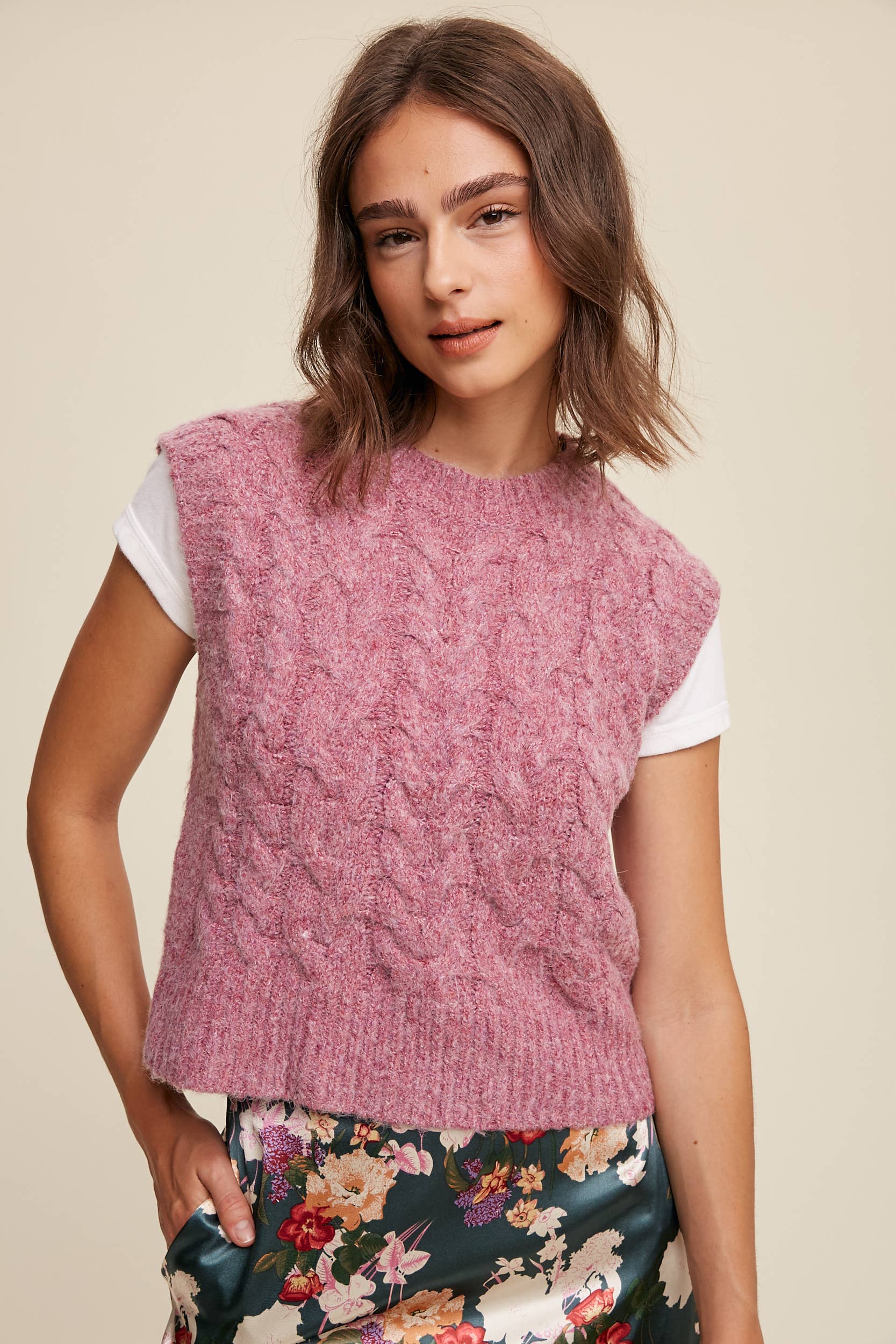 Cable Knit Sweater Vest