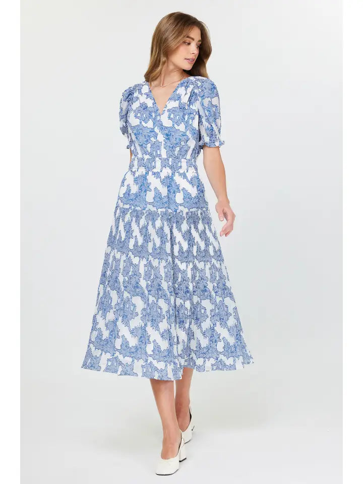 Floral Printed Pleated Midi Dress